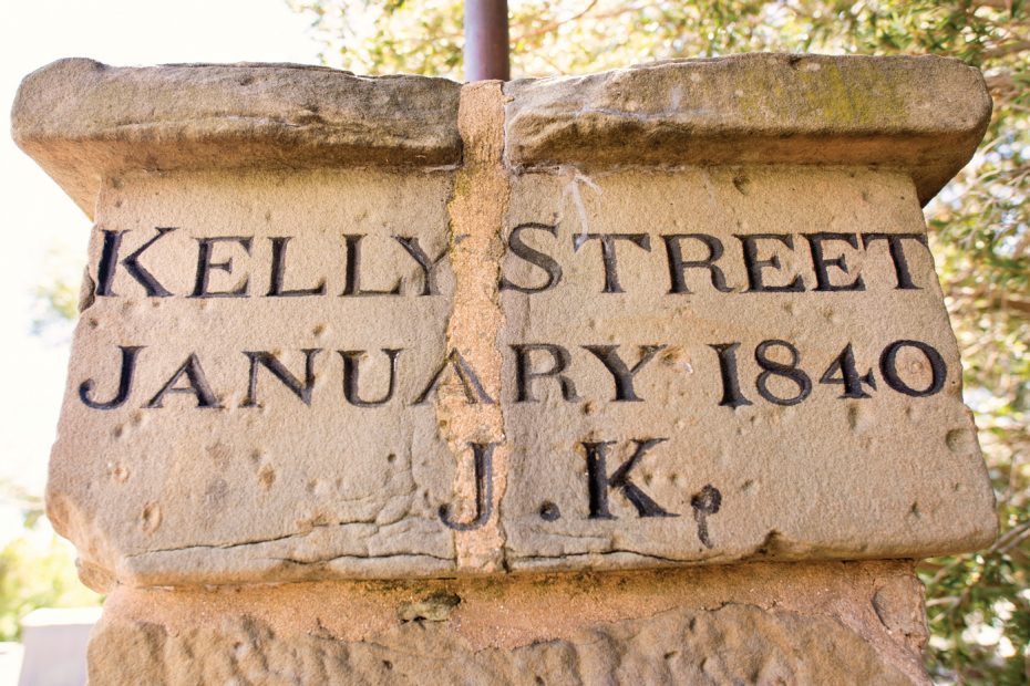 Historic Kelly Street sign in Hobart
