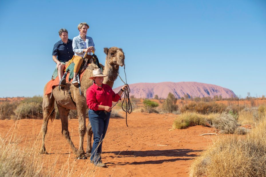 Couple on a Camel Ride in Uluru