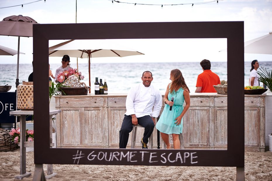 Chef and guest sitting by the bar at Margaret River Gourmet Escape