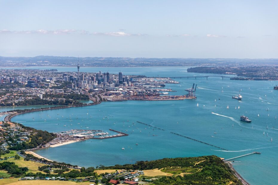View over Auckland Harbour and city skyline