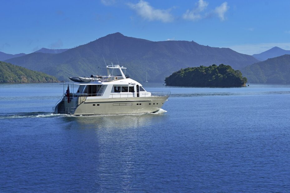Luxury yacht in the Marlborough Sounds
