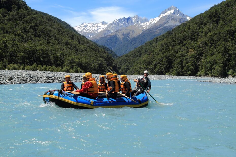 Rafting on a beautiful river in Queenstown