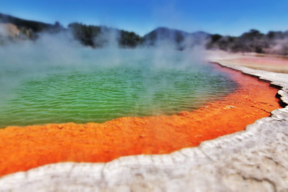 Spectacular colours of Champagne Pool at Wiaotapu Thermal Wonderland