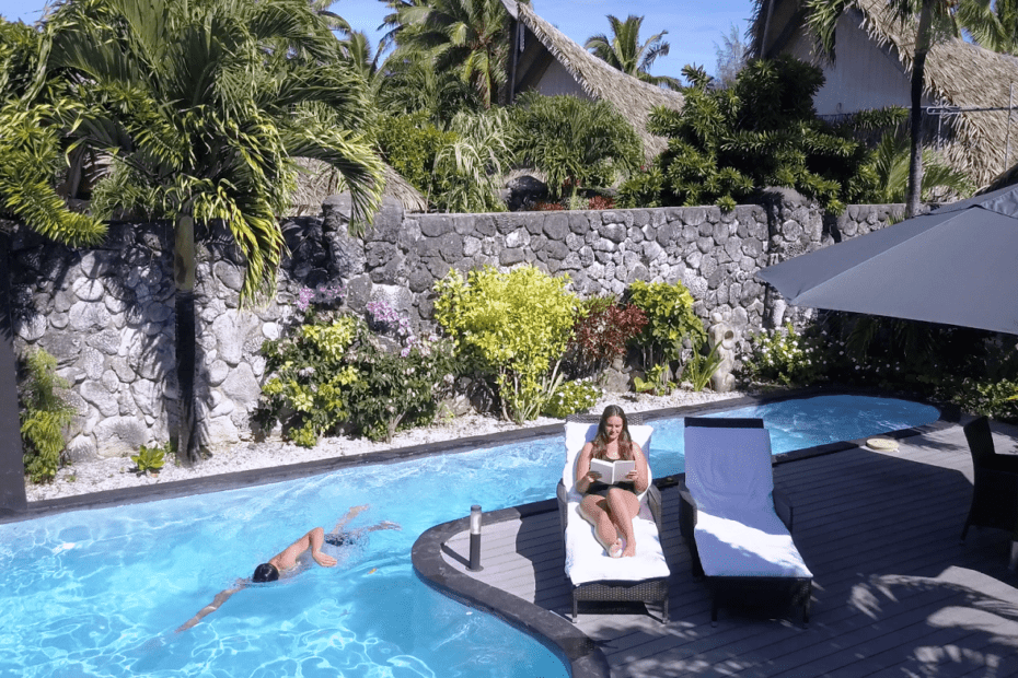 Courtyard and pool area at Aitutaki Escape