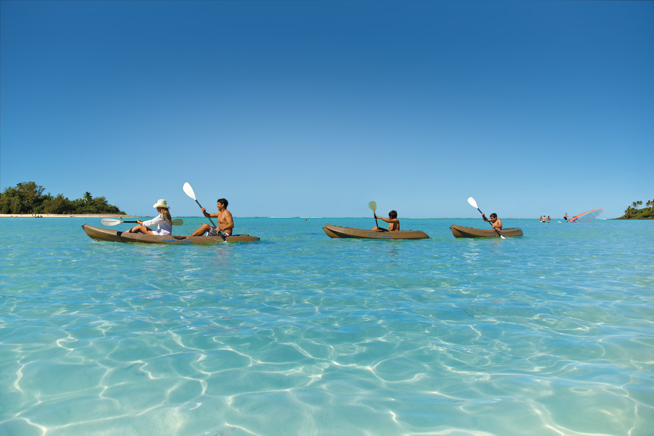 Family kayaking in Rarotonga