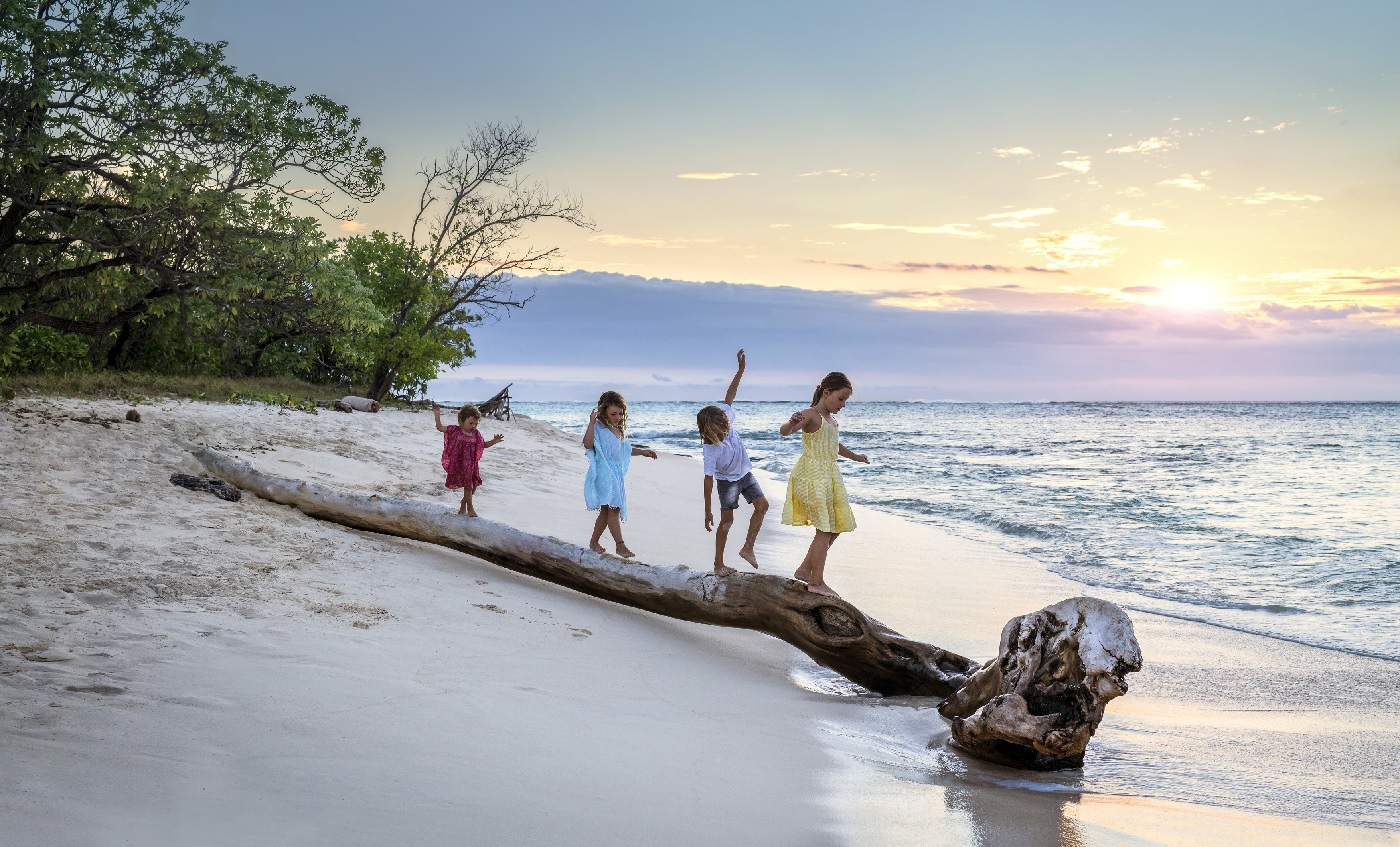 Kids playing on a Fiji beach