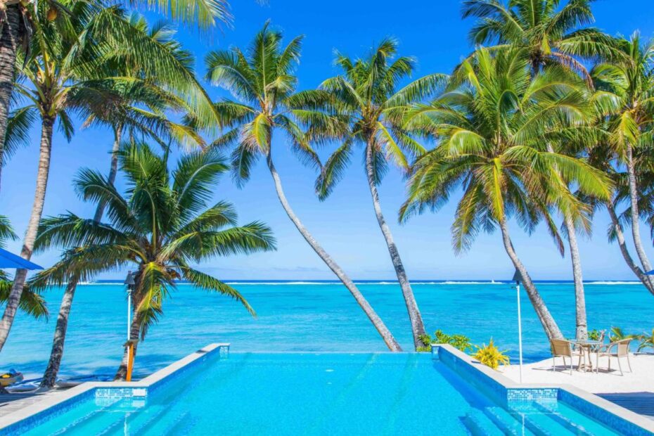 Infinity pool at the Little Polynesian Resort, Rarotonga, Cook Islands