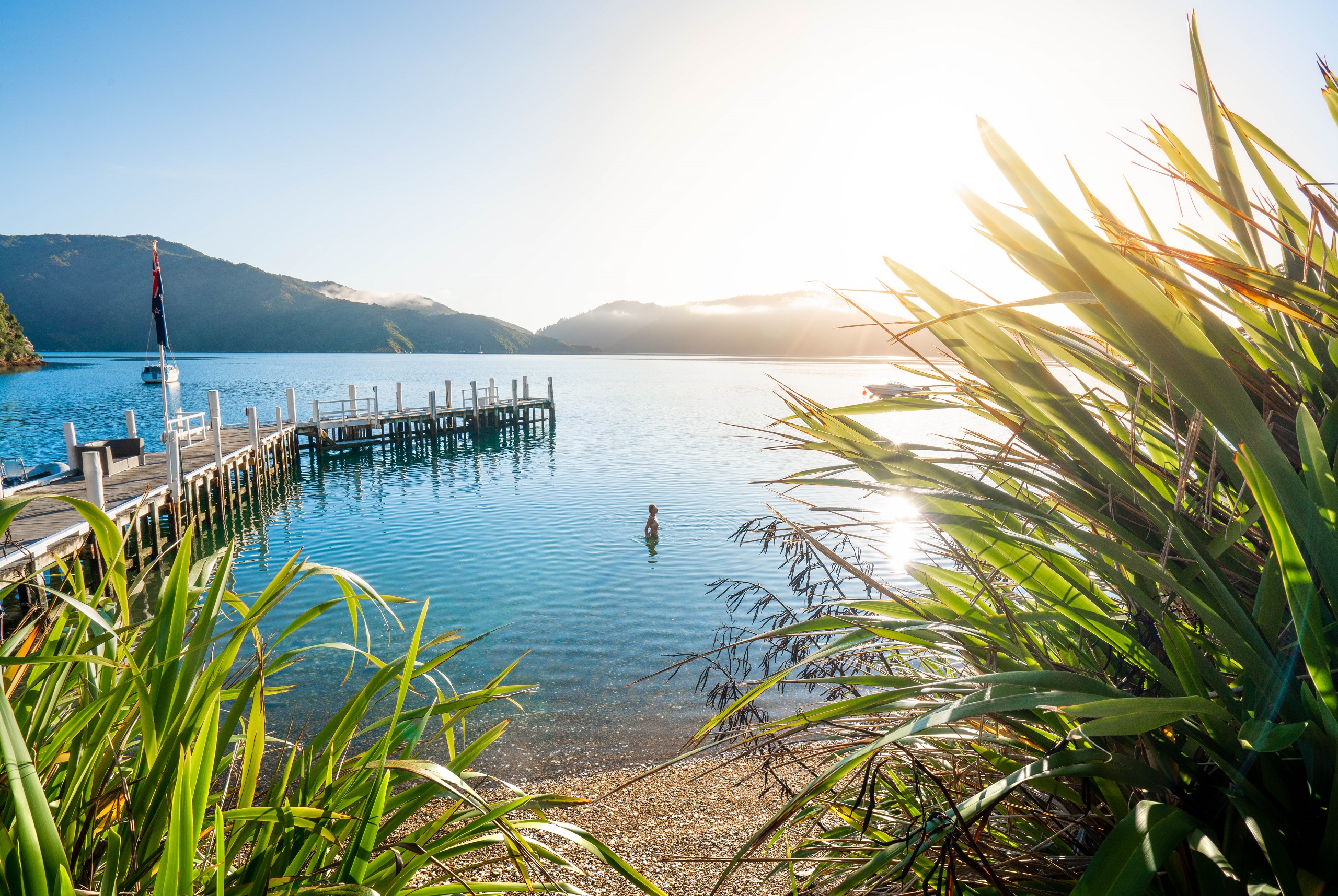 Wharf at Bay of Many Coves Resort in the Marlborough Sounds