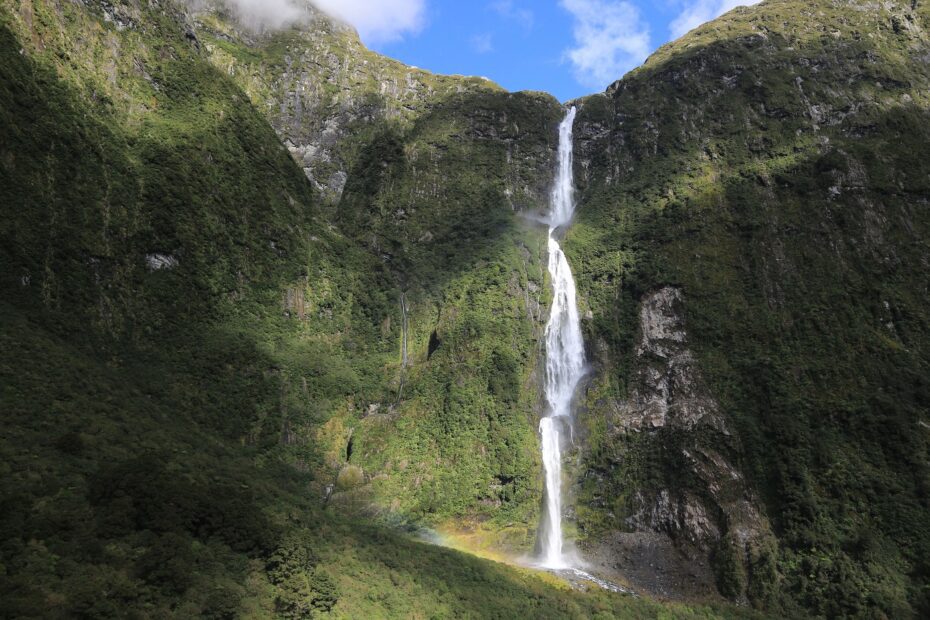 The Sutherland Falls in Fiordland, New Zealand