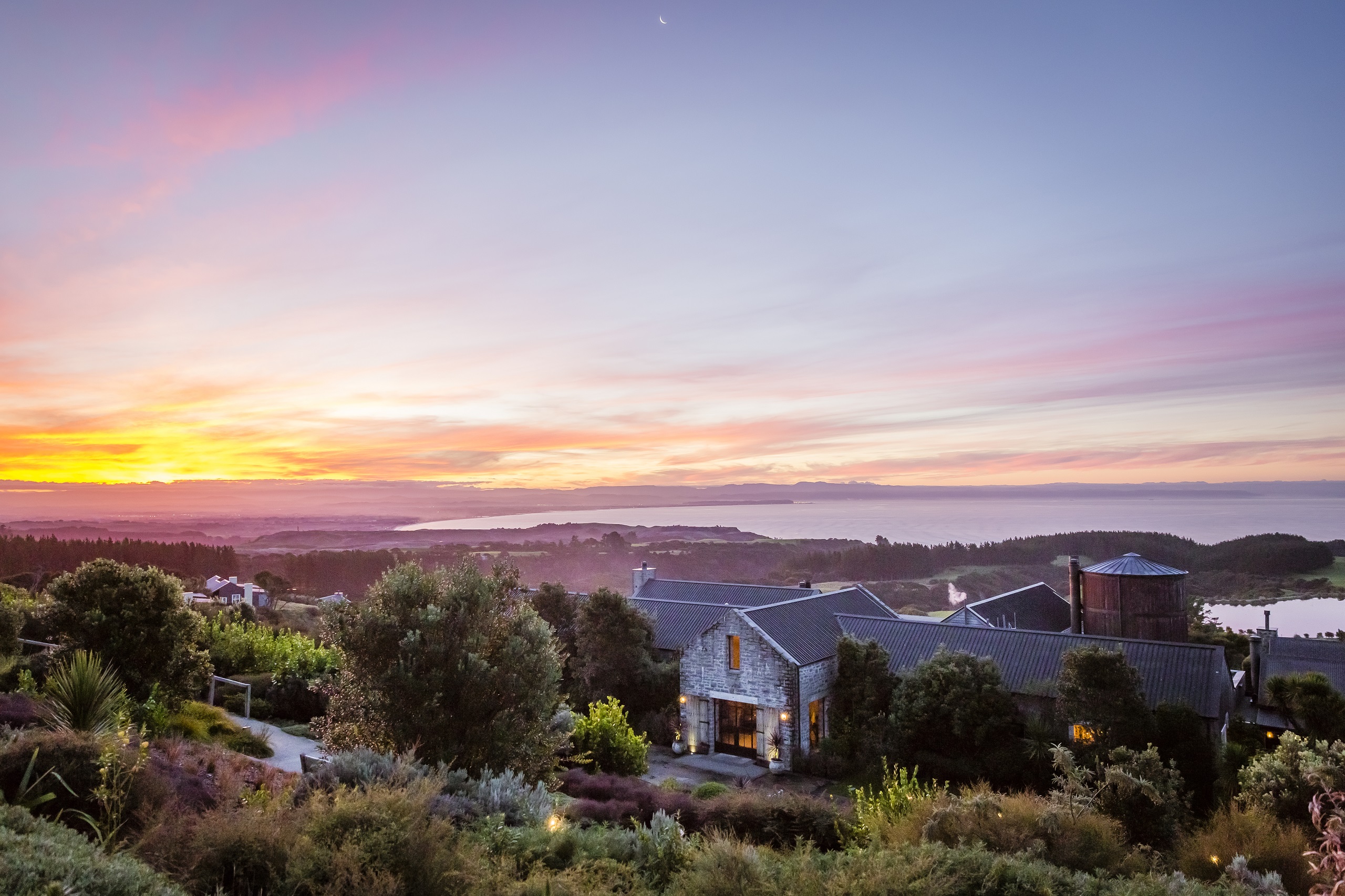 Sunset view over The Farm at Cape Kidnappers