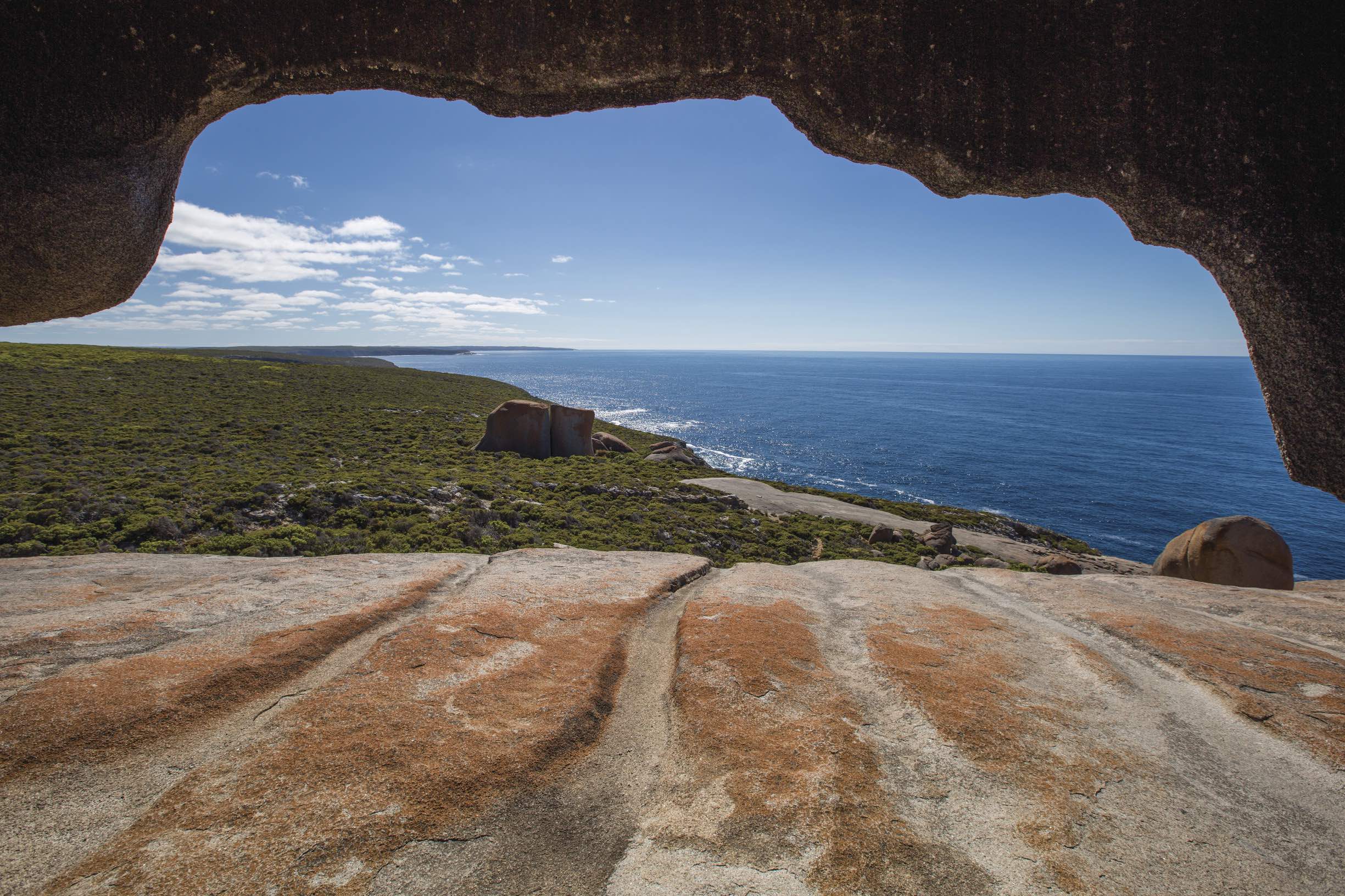 View through Remarkable Rocks Kangaroo Island