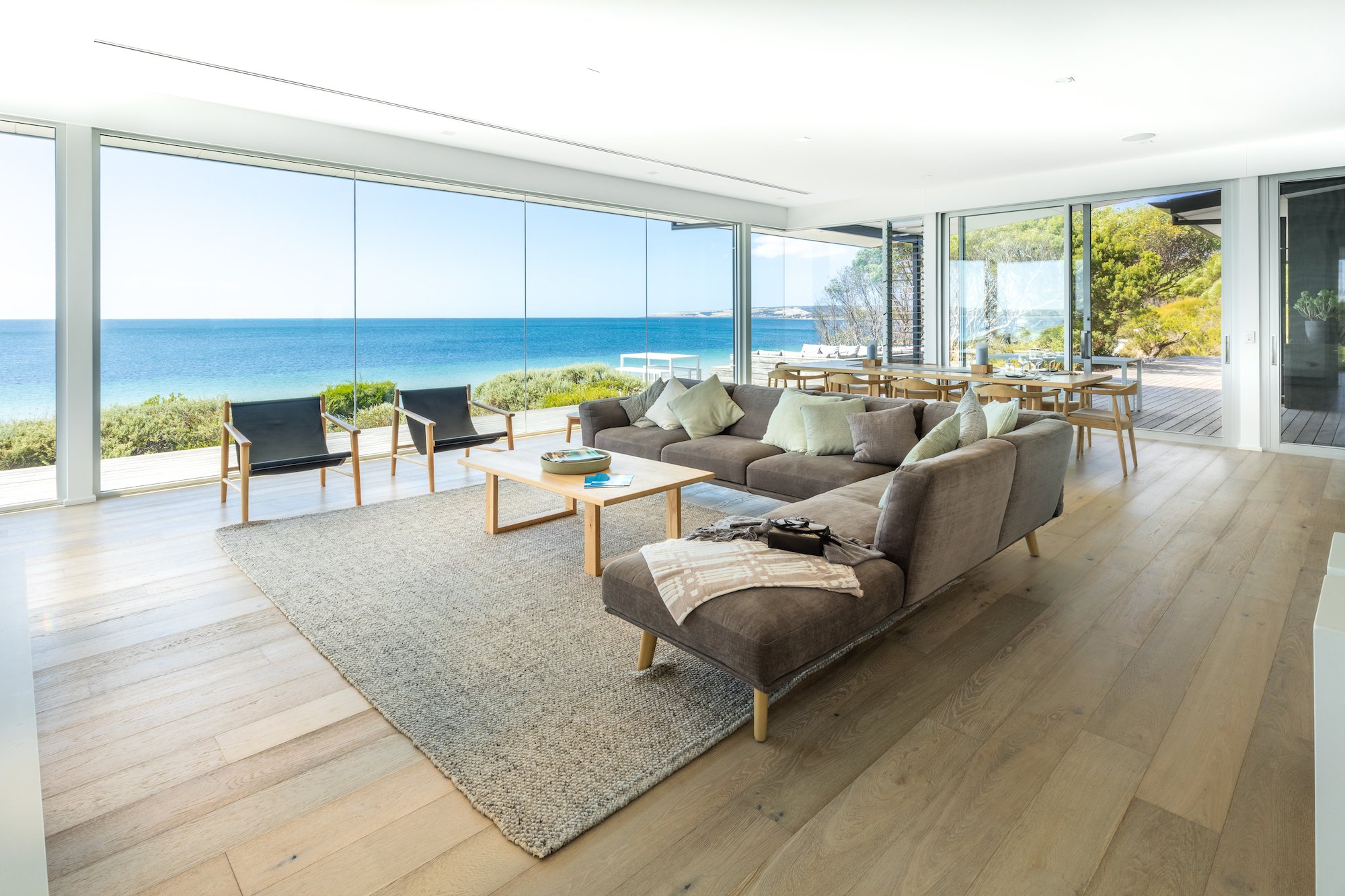 One kangaroo island private villa lounge room with views