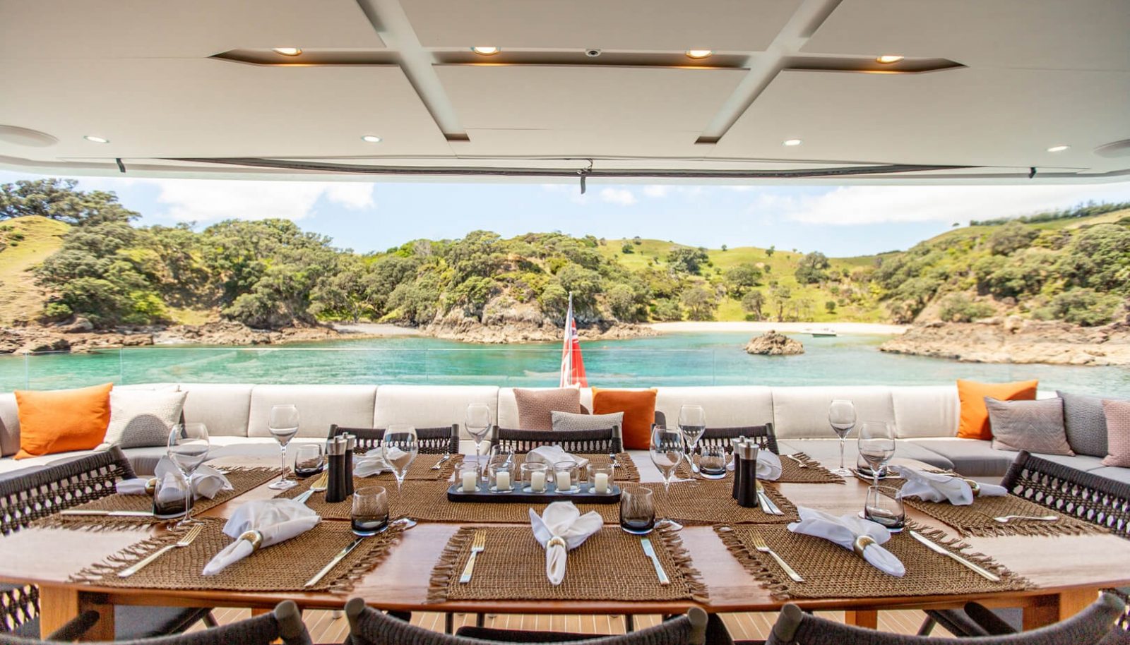 Rua Moana Super Yacht dining New Zealand luxury cruising