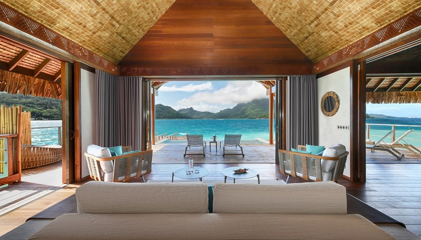 Le Bora Bora Interior of overwater bungalow at Le Bora Bora
