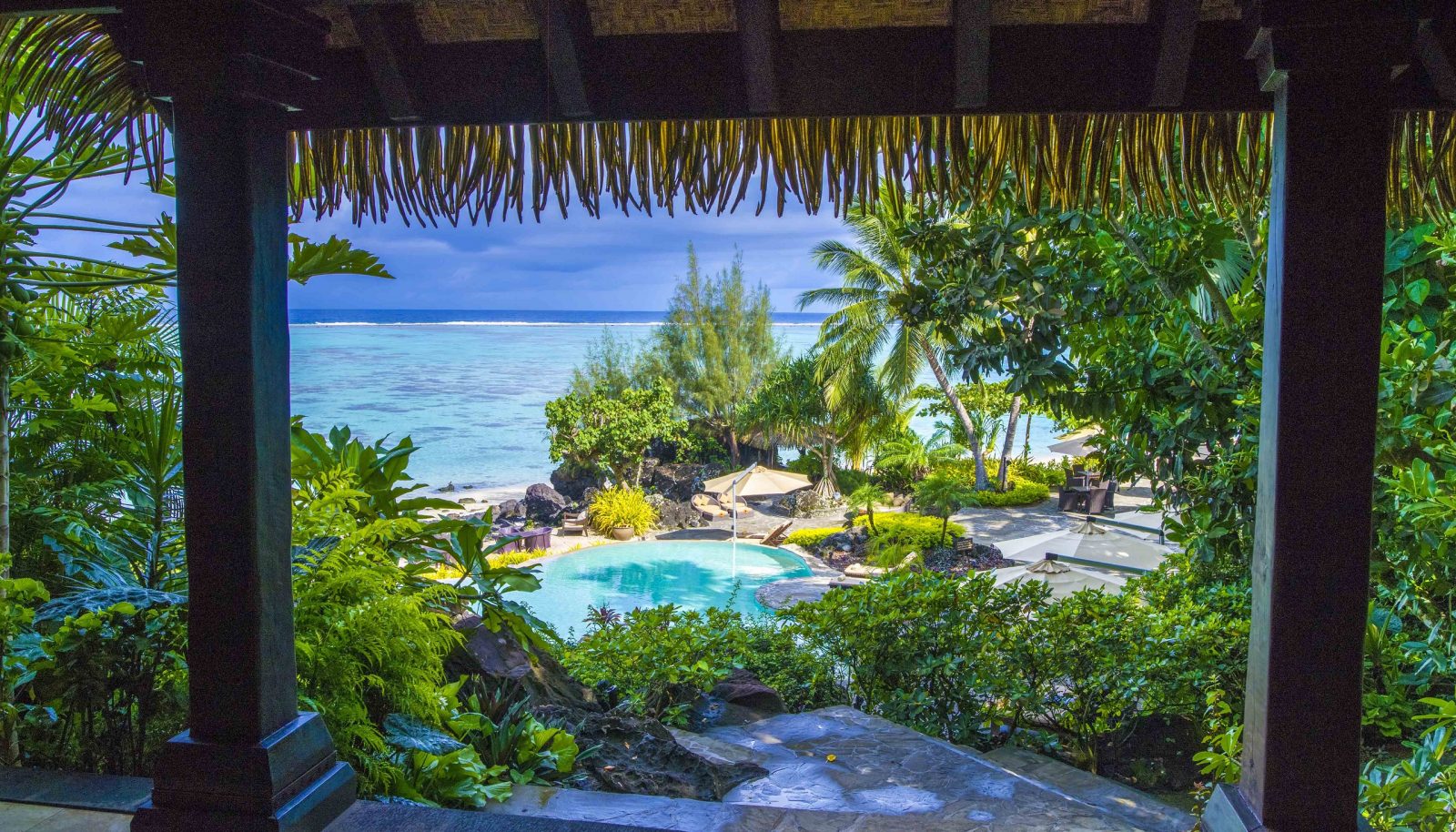 The view as you enter Pacific Resort Aitutaki