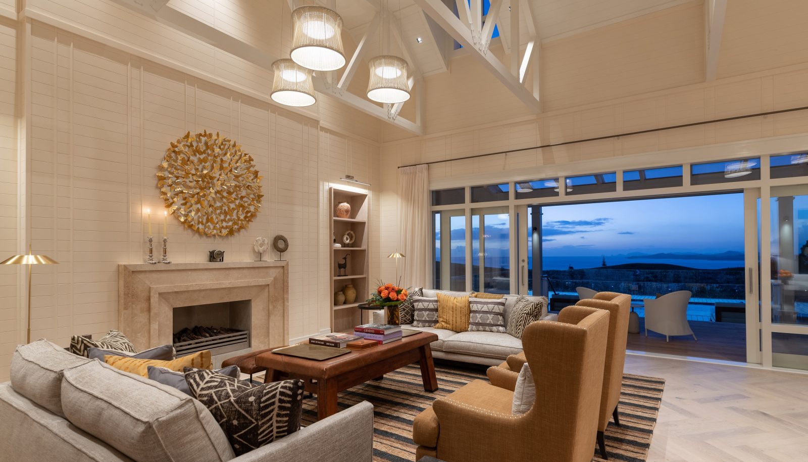 Residence living room at The Lodge at Kauri Cliffs
